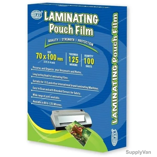 FIS Laminating Film, FSLM70X100N, 100 Sheets, 125 GSM, 70 x 100MM, Clear, PK100