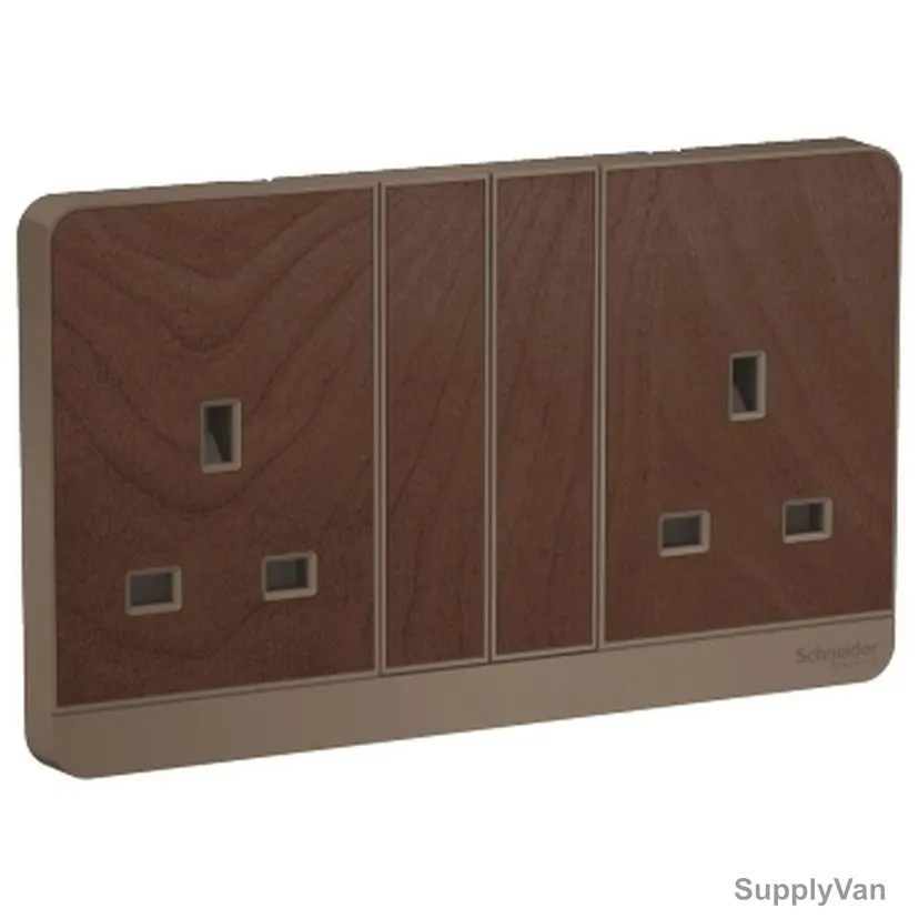 Schneider Electric Switched Socket, E83T25-WD-G12, AvatarOn, 3P, 13A, 250VAC, Wood
