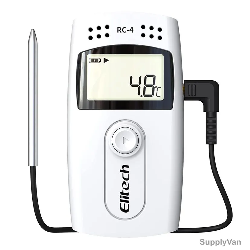 Elitech USB Temperature Data Logger With External Temp Sensor Audio Alarm, RC-4, LCD, 16000 Readings, -40 to 85 Deg.C — image 1