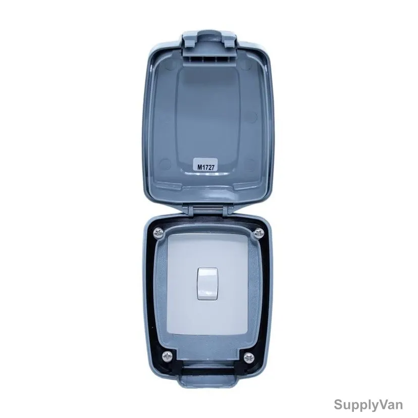 Mk Single Pole Waterproof Electrical Switch, MS86401GRY, Masterseal Plus, Polycarbonate, IP66, 1 Gang, 10A, Grey