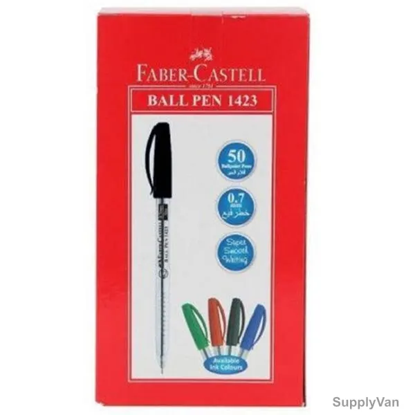 Faber-Castell Ball Pen, 1423, 0.7MM, Black, 50 Pcs/Pack — image 1
