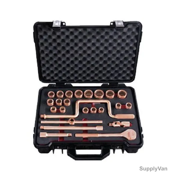 Max Non-Sparking Socket Set, 150H, 1/2 Inch Drive, 24 Pcs/Set