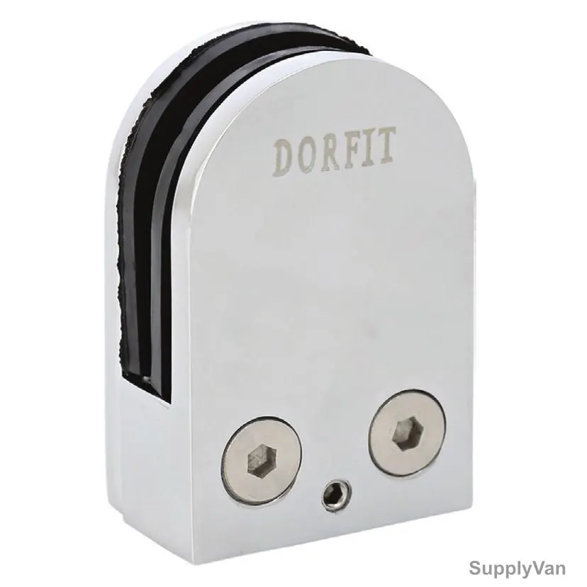 Dorfit Flat Glass Bracket, DT63, Zinc, 8-12MM, Chrome Plated Finish — image 1