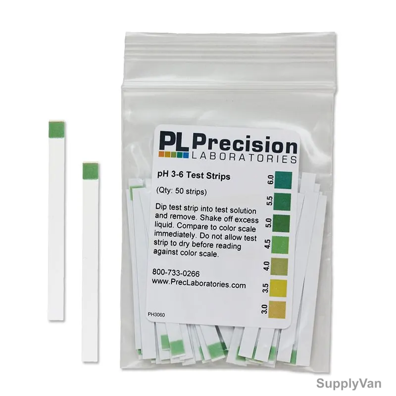 Precision pH Test Strip, PH3060-1B-50, 3.0 to 6.0 pH, 50 Strips/Pack — image 1