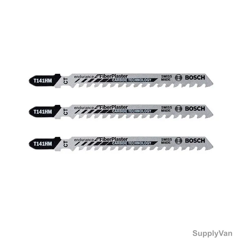 Bosch T 141 HM Fibre and Plaster Jigsaw Blade, 2608633175, Carbide, 100MM Length, 3 Pcs/Pack