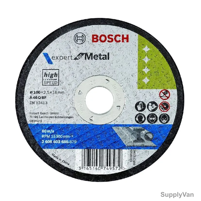 Bosch Pro Metal Straight Cutting Disc, 2608603685, 2.5MM Thk, 16MM Bore Dia x 100MM Dia