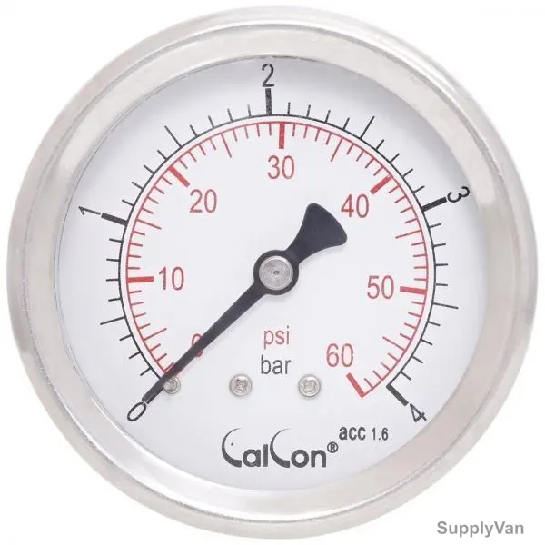 Calcon Pressure Gauge, CC18D, 63MM, 1/4 Inch, NPT, 0-4 Bar
