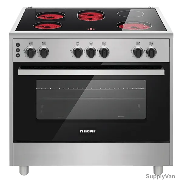 Nikai Electric Cooking Range, TFC96C5, 5 Burner, 90 x 60CM, Black/Silver
