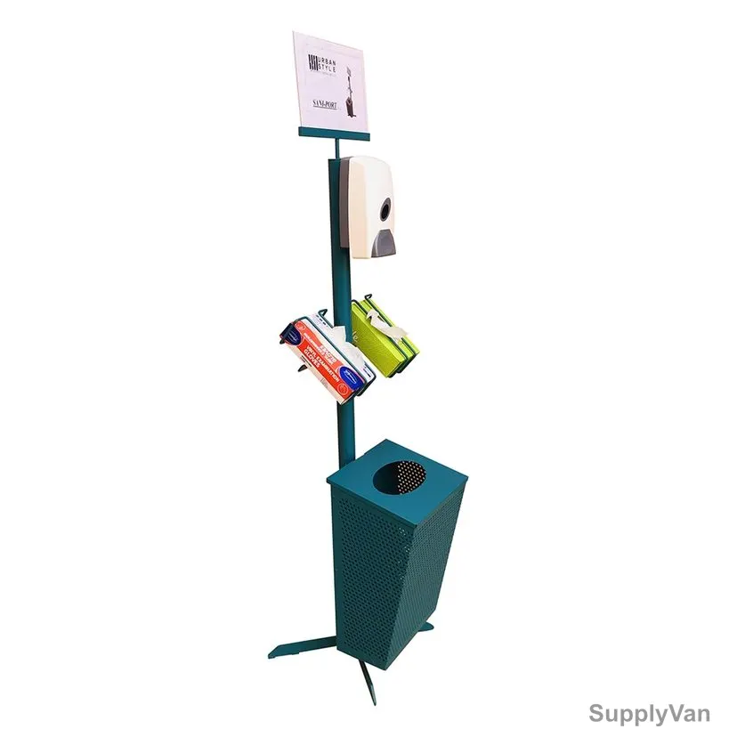 Urban Style Hand Sanitizing Station Stand With Manual Dispenser, Saniport Lite, 167 x 37.2CM, Aqua Blue — image 1