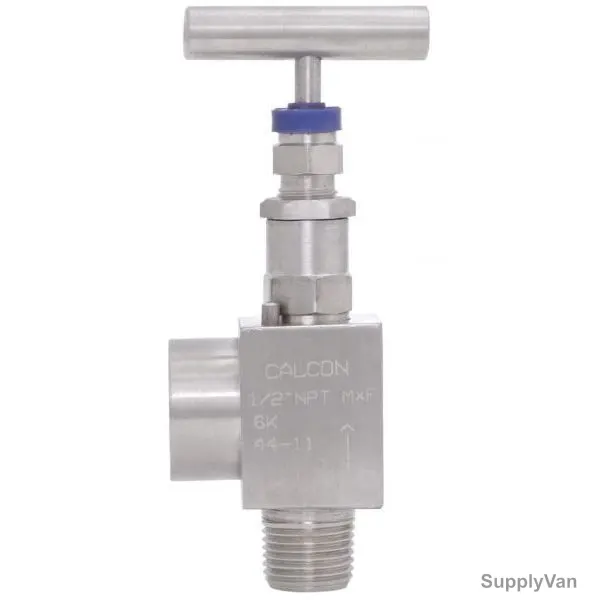 Calcon Angle Type Needle Valve, 1/2 Inch, MxFNPT