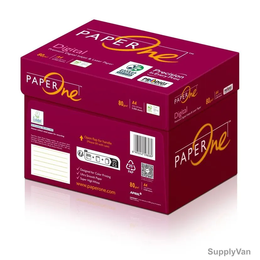 PaperOne Digital Carbon Neutral Premium Copy Paper, P1D80A4C, A4, 80 GSM, 500 Sheets, 5 Ream/Box