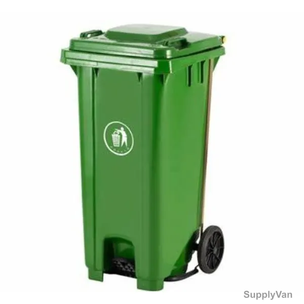Xdpc Pedal Waste Bin With Wheels, 120U-14, Plastic, 120 Ltrs, Green