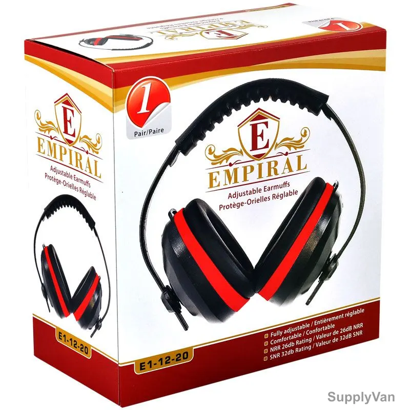Empiral Headband Type Earmuff, E112201220, Solo Light, Black and Red