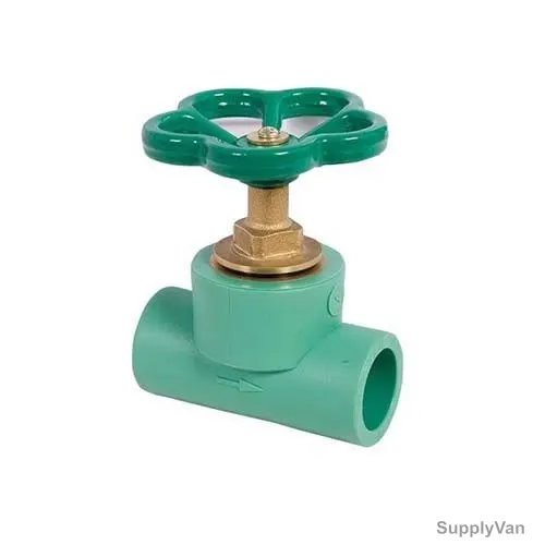 Atlas Stop Globe Valve, APSGV32X1, PPR/Brass, 32MM Dia x 1 Inch, Green/Gold — image 1