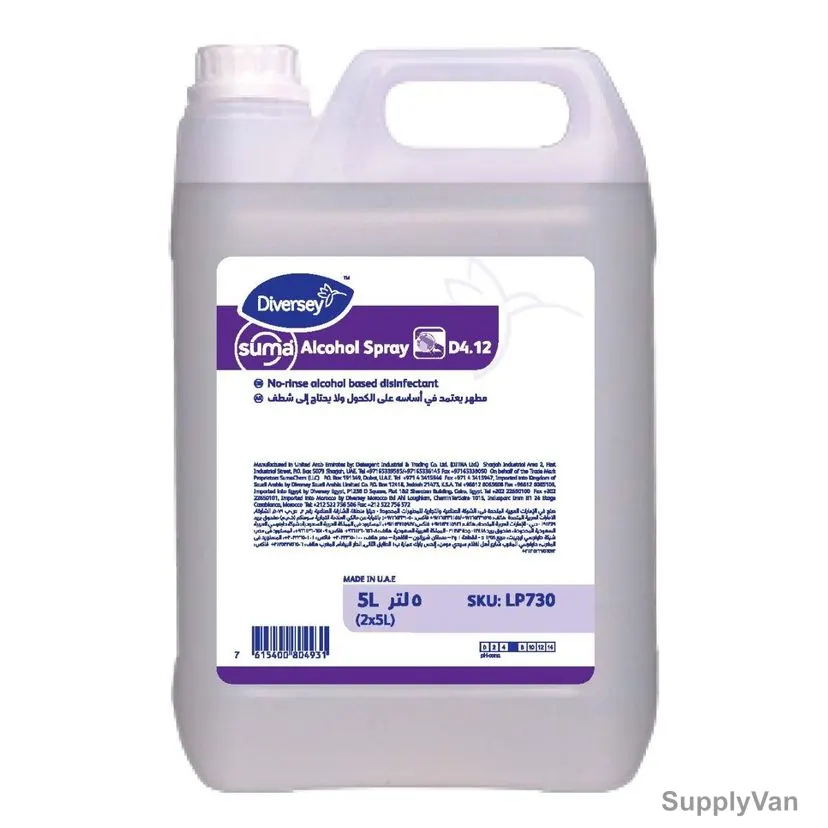 Diversey Suma D4-12 Alcohol Disinfectant Spray, LP730, 5 Ltrs