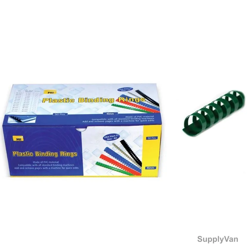 PSI Binding Ring, PSBR45GR, Plastic, 390 Sheets, 45mm, Green, 50 Pcs/Pack