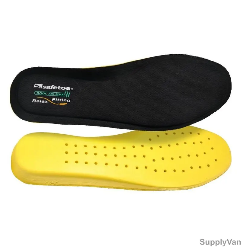 Safetoe Shoes Insoles, J-008, Memory Foam, 4.5-5.5MM Thk, Size38, Black/Yellow — image 1