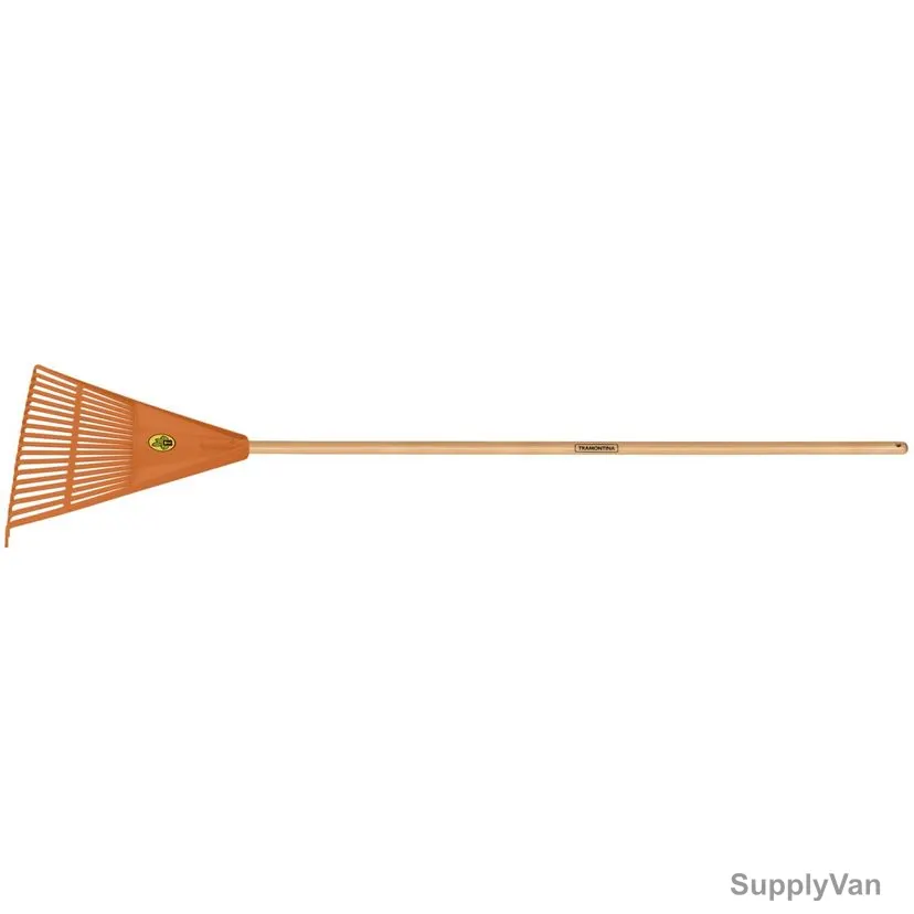 Tramontina Plastic Garden Rake With 120CM Wood Handle, 77850821, 22 Teeth, Orange — image 1