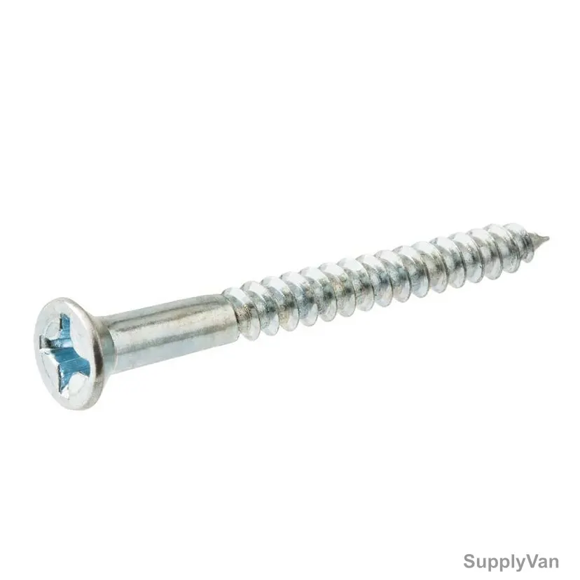 Tuf-Fix Zinc Plated Wood Screws, WSZPP8X2, Carbon Steel, Fine, Phillips, 8MM x 2 Inch