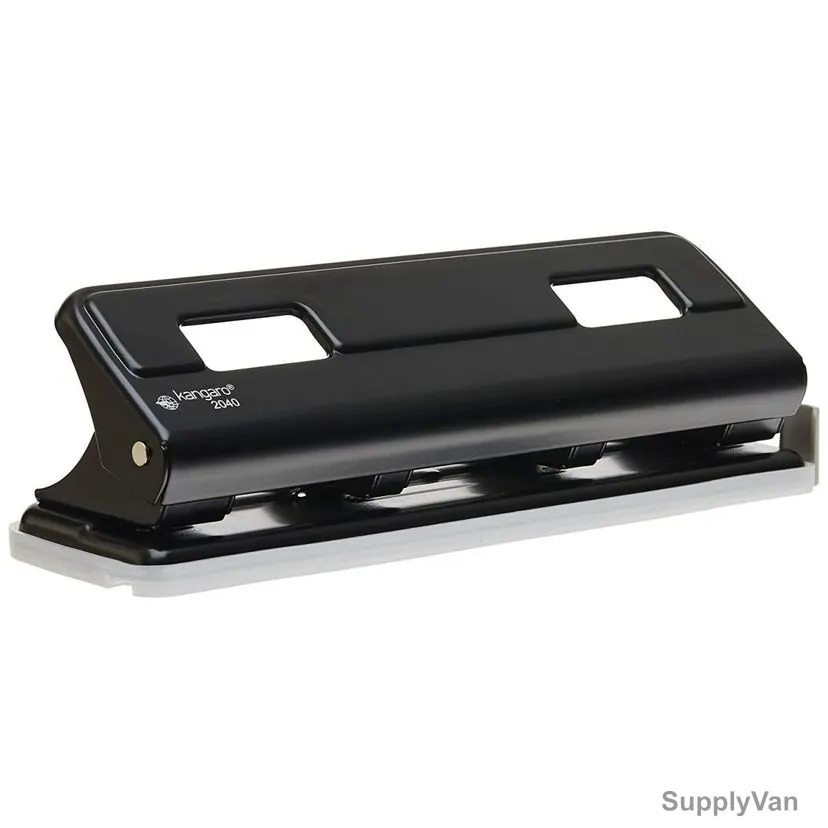 Kangaro 4 Hole Paper Punch Machine, 2040, Metal, 16 Sheets, Grey and Black