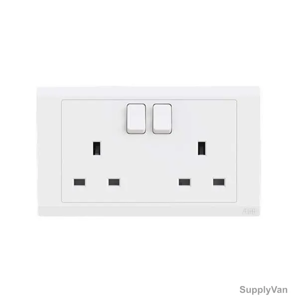 Abb Double Pole Switch Socket, BL239, Inora, 2 Gang, 13A, White