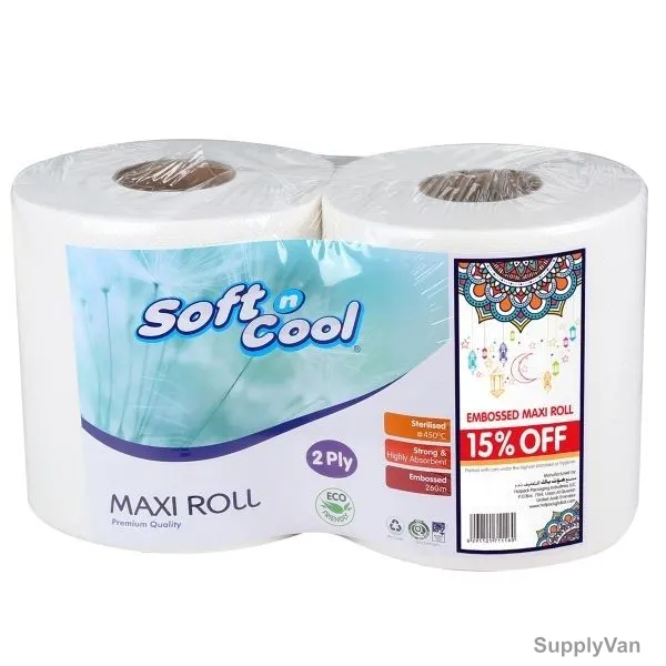 Hotpack Twin Maxi Roll Pack, OPMR2130TP, Soft n Cool, 2 Ply, 300 Mtrs, White, PK2