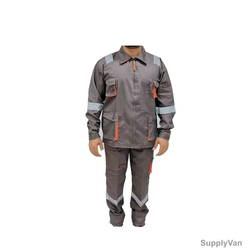 Power Twill Cotton Pant and Shirt, Size L, Grey — image 1