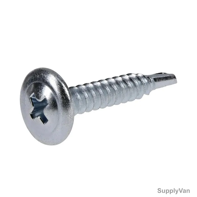 Self Drilling Screw, Zinc Plated, Wafer Head, M8 Thread Dia x 1 Inch Length, 1000 Pcs/Pack