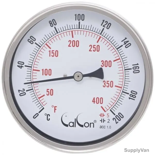 Calcon Bi-Metal Temperature Gauge, CCTB18D, 100x100MM, 1/2 Inch, NPT, 0-200 Deg. C