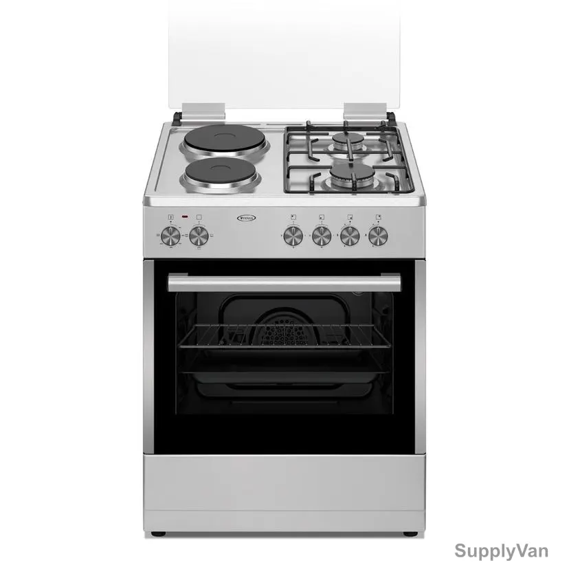 Venus Freestanding Gas Cooker With Electric Oven And Grill, VC6622ESD, 2 Burner, 60CM Width, Silver