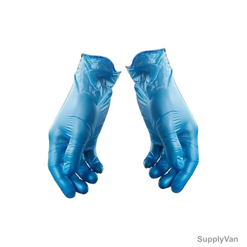 Disposable Powder Free Hand Gloves, HG25B-L-5, Vinyl, L, Blue, 100 Pcs/Pack