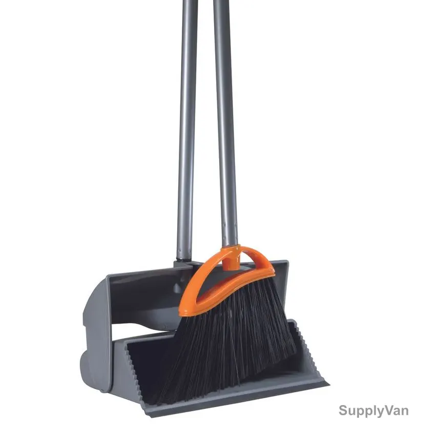 Aricasa Avio Lobby Pan With Broom, 822, 290MM, Grey/Orange — image 1