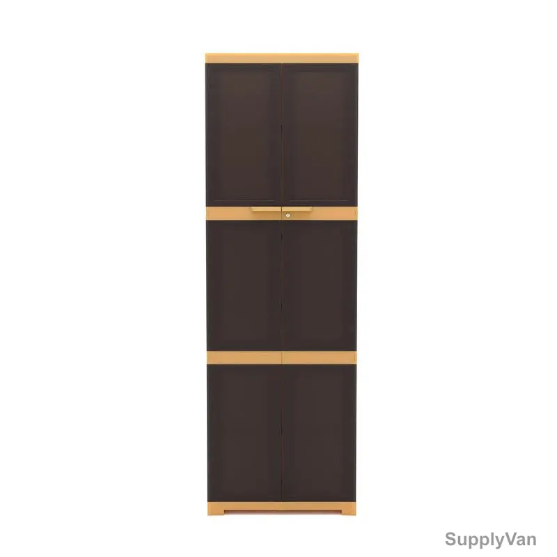 Nilkamal Freedom Mini Large Freestanding Storage Cabinet, 5 Shelves, Plastic, Weathered Brown/Biscuit — image 1