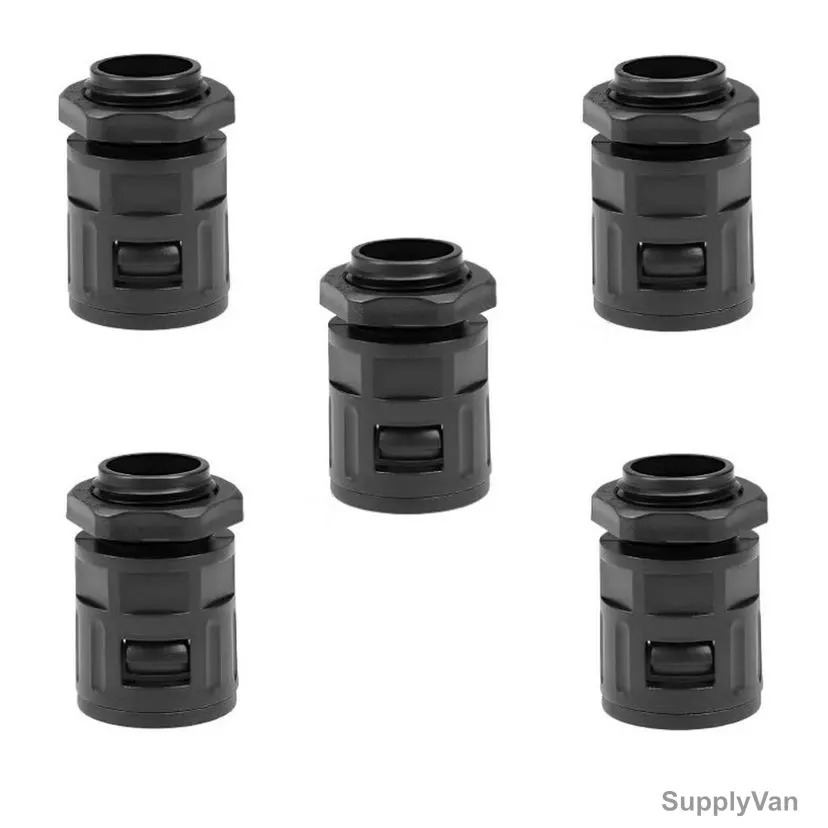 Clip Type Flexible Conduit Adaptor, PVC, 20MM Thread Size, Black, 5 Pcs/Pack — image 1