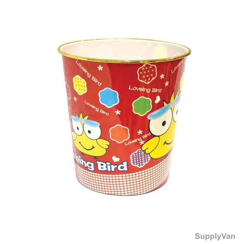 Akc Round Garbage Bin, GB06, Plastic, Bird Print, 10 Ltrs, Brown