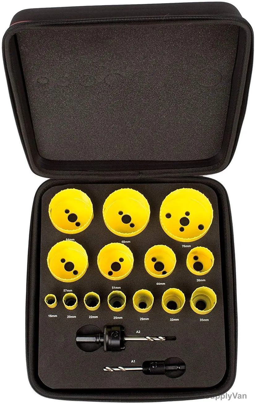 Starrett Hole Saw Kit, KFC11031, High Speed Steel, 19-76MM, Yellow, 11PCS