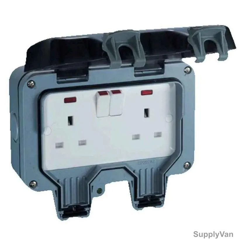 RR Weatherproof Double Switch Socket, IP66, 2 Gang, 13A