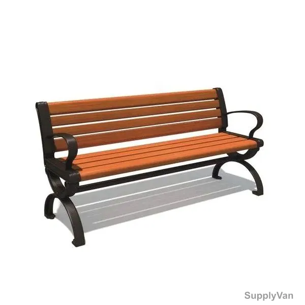Outdoor Garden Bench, Wood/Metal, 1.5 Mtrs Length, Brown/Black