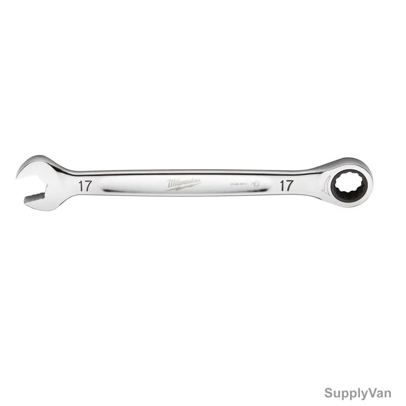 Milwaukee Ratcheting Combination Wrench, 4932471510, MaxBite, Chrome Plated, 17MM