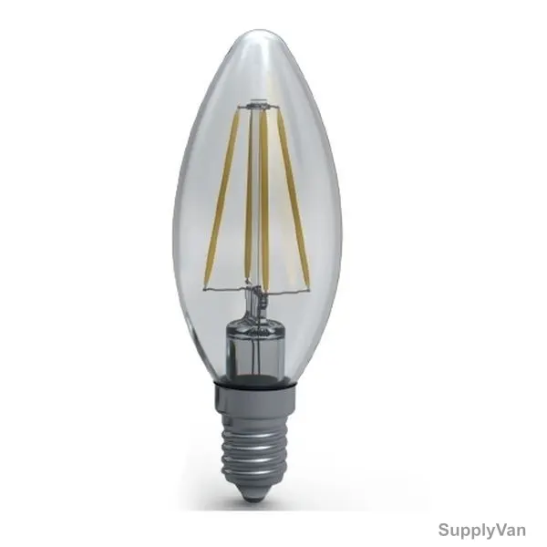Pancho Candle Lamp Filament Non Dim Light, CLPANFIL4W, 4W, 85-265V, 6500K, 440LM, 37 x 100MM