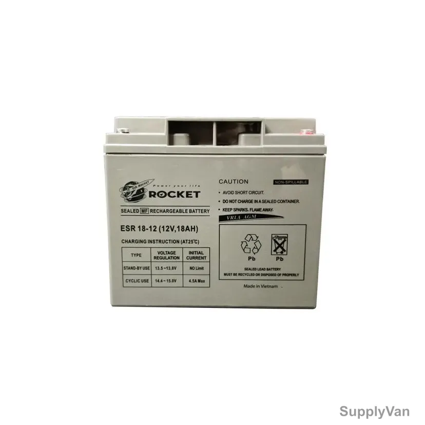 Rocket VRLA AGM Battery, ESR18-12, 12V, 18Ah