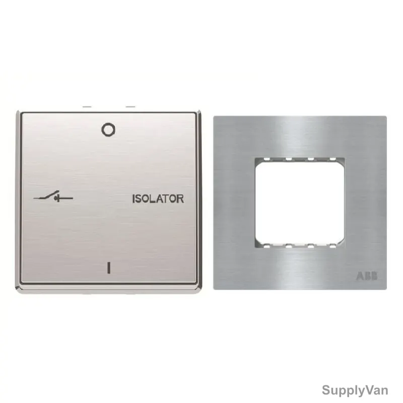 ABB Fan Isolator With Double Rocker Frame, AMD13444-ST+AMD5144-ST, Millenium, 3P, 10A, Stainless Steel — image 1