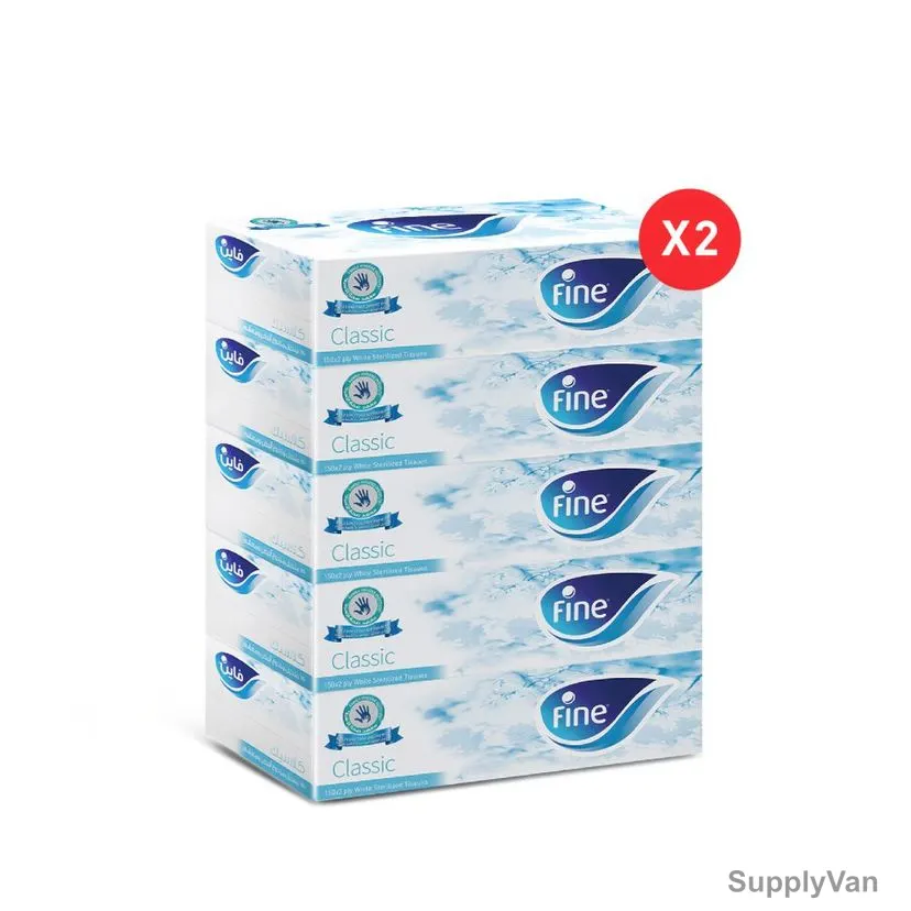 Fine Facial Tissue, Classic, 150 Sheets x 2 Ply, White, PK10