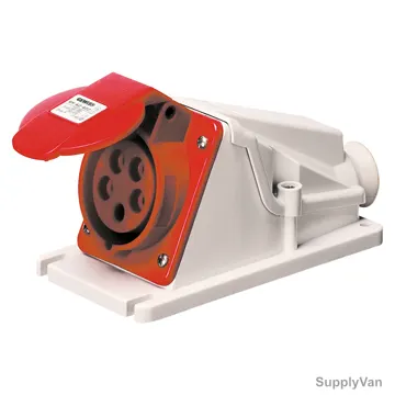 Gewiss 90 Deg Surface Mount Socket Outlet, GW62482, IP44, 16A, 3P+N+E, White-Red