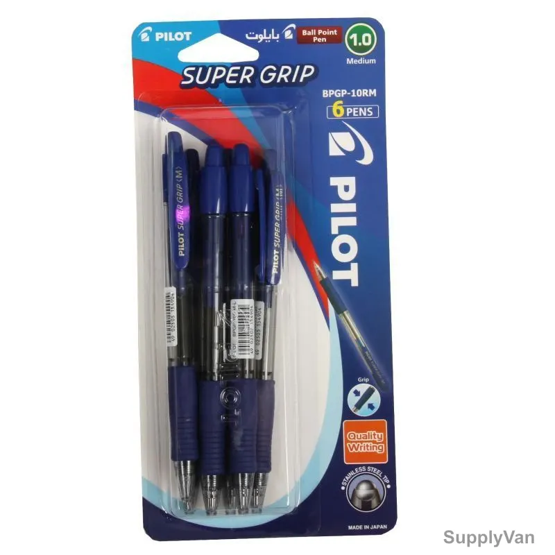 Pilot Ballpoint Pen, BPGP-10RM-BT6, Super Grip, 1MM, PK6