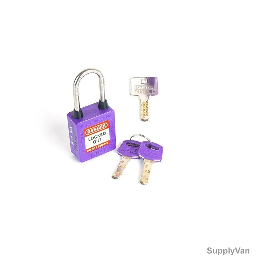 Loto-Lok Three Point Traceability Lockout Padlock, 3PTPPKDMKR40, Nylon and Stainless Steel, 40 x 5MM, Purple