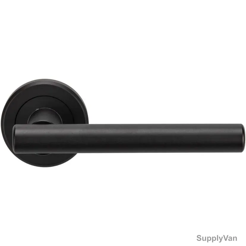 Robustline Door Handle, Stainless Steel, Lever Type, 15CM Length x 6CM Width, Matt Black — image 1