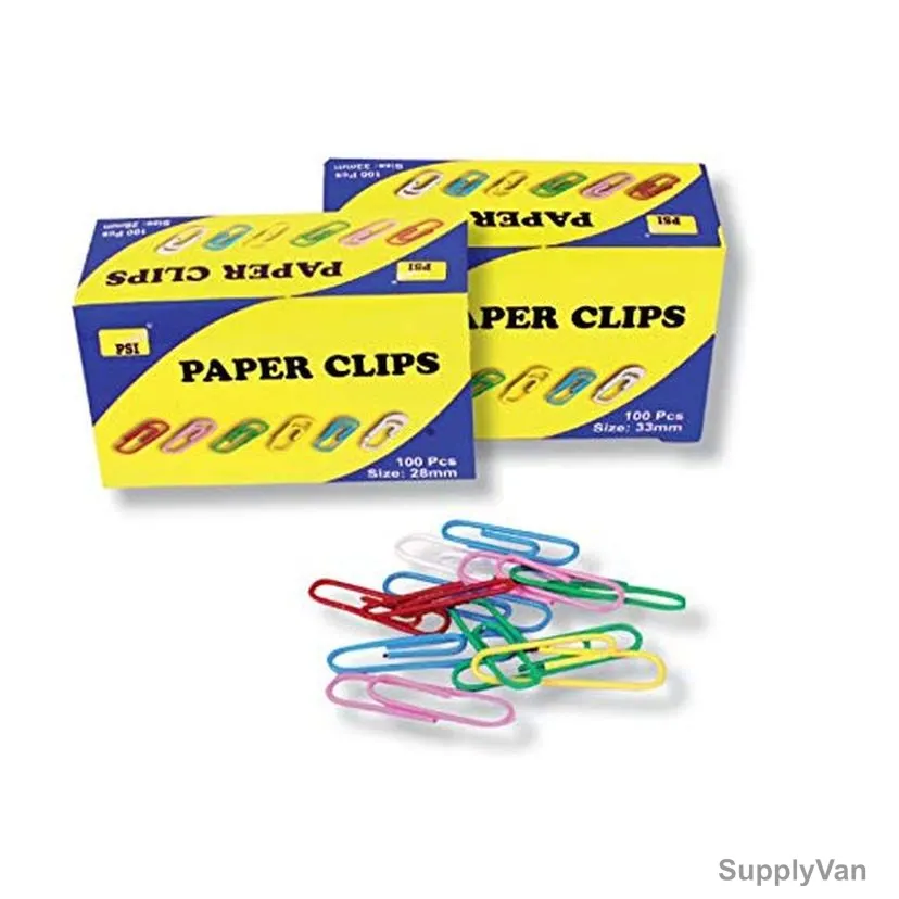 PSI Vinyl Paper Clip, PSPCYLP001-28, Round, 28MM, Multicolor, 100 Pcs/Pack