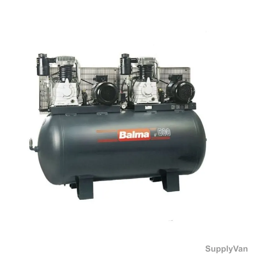 Balma Air Compressor, BAL-B6000-500T7-5, 3 Phase, 2-Stage, 7.5+7.5 HP, 11 Bar, 500 Ltrs