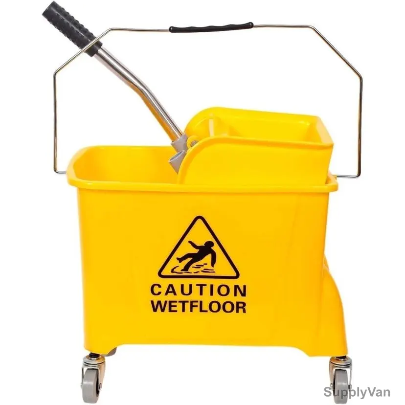 Swish Home Cleaning Mop Bucket Trolley With Wheels and Wringer, Plastic, 20 Ltrs, Yellow — image 1